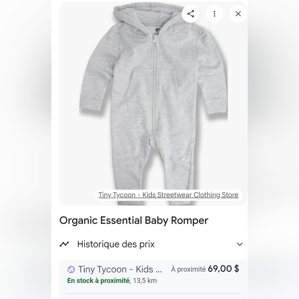 NWT Tiny Tycoon Gray Baby Romper 12-18m